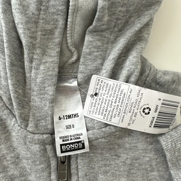 Bonds - baby zip jacket - size 6-12 months - grey - Picture 2 of 2
